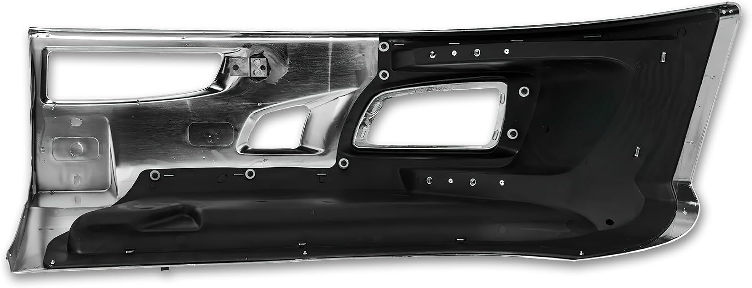 KOZAK Bumper Extension Corner Chrome Plastic Right Passenger Side with Bracket Compatible with Kenworth T660 PLUS Logo, Windshield Wipers, Frame License Plate and Vest