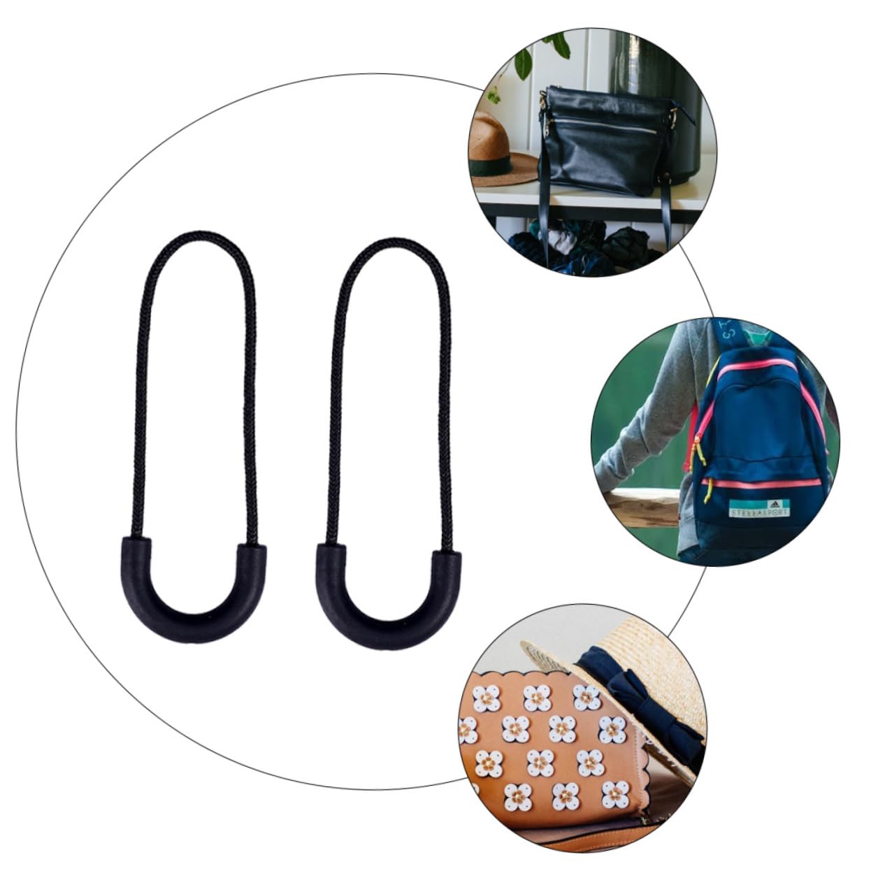 SHINEOFI 10juegos Tiradores De Cremallera Semicirculares Para Ropa y Bolsas Kit De Reparación De Zipper Color Negro Para Mochilas Maletas y Prendas De Vestir