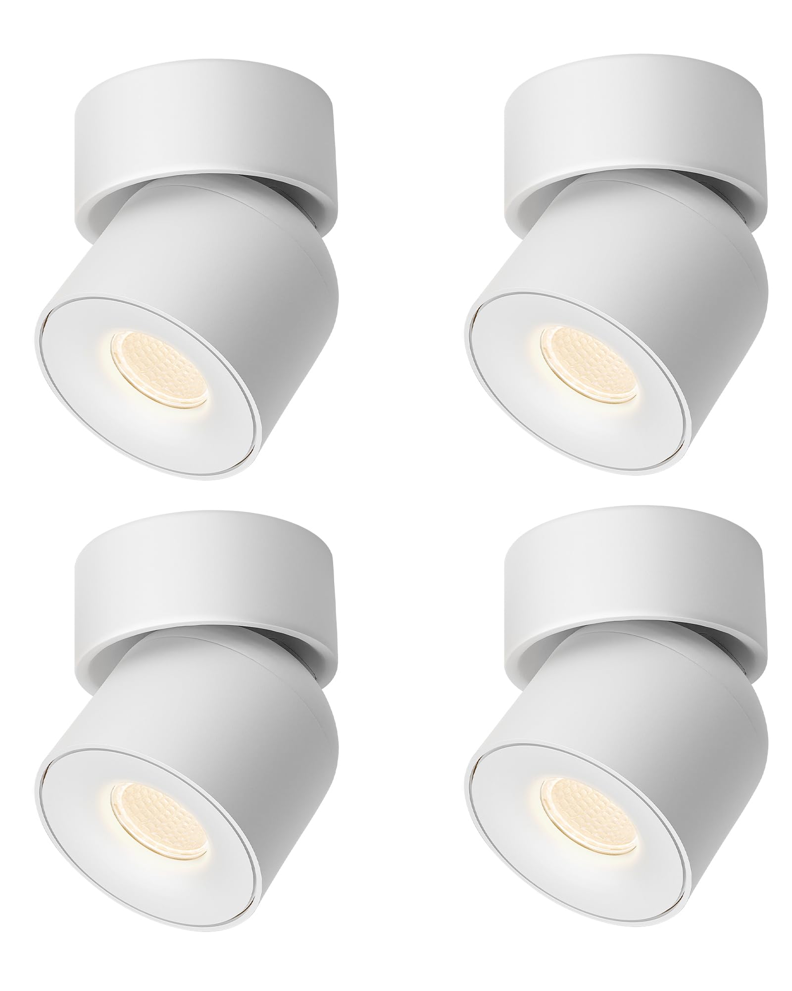 Aisilan 4 Pack Single Spotlight in Matt White Dimmable 9W 3000K LED Adjustable 360° Spot Light Indoor Modern Rotatable Individual Spotlights for Ceiling or Wall Mounted