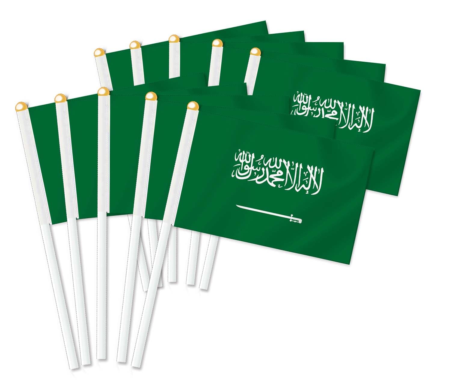 25 PCS Saudi Arabia Handheld Small Flag, Saudi Arabian Hand held Mini Decor Decoration Banner