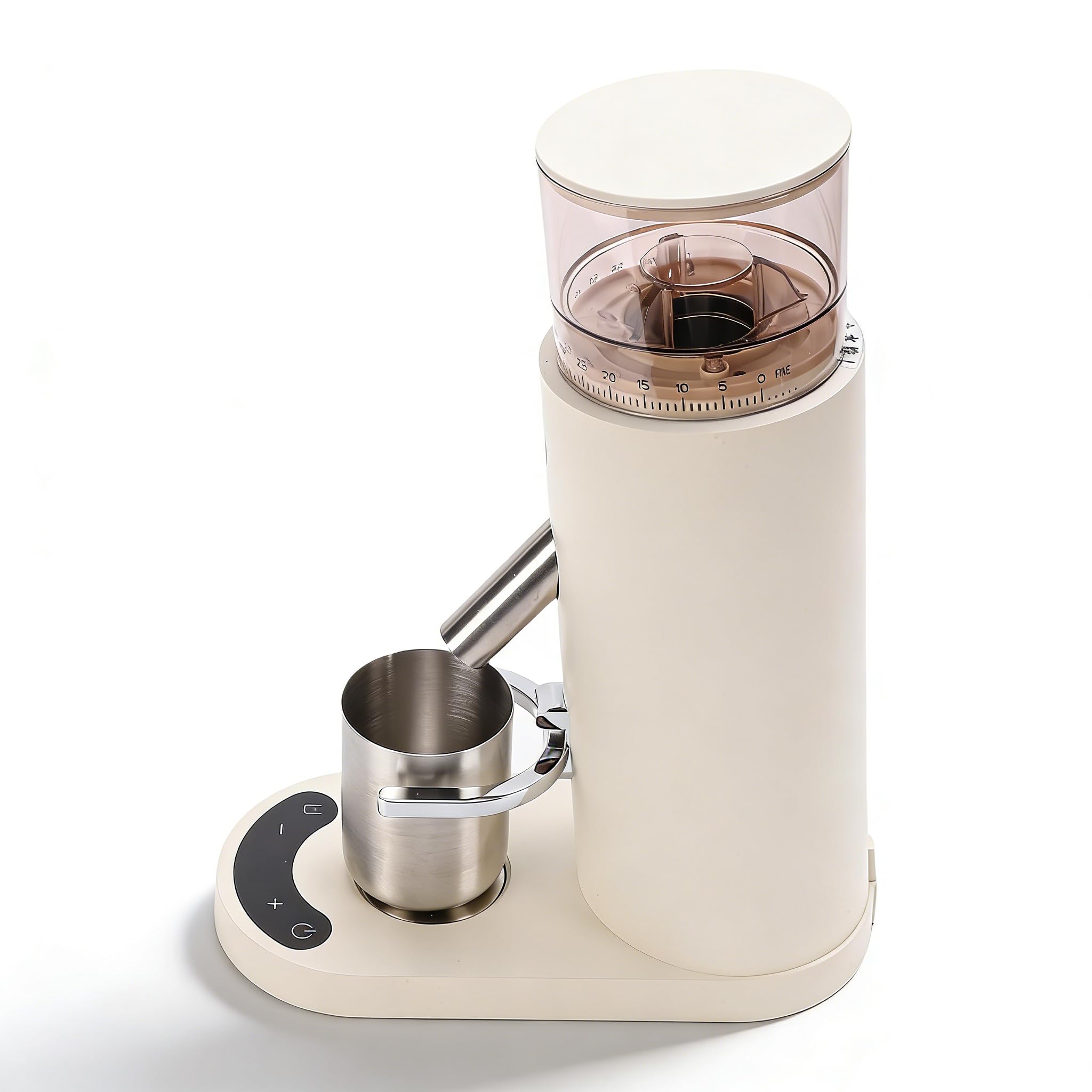 Dpofirs Molinillo de café de Burr, Molinillo de café de Dosis Individual Eléctrica, con 60 Configuraciones de Rutina, 80 G de Capacidad, Soporte de Portafiltro para Espresso Goteo Francés (685