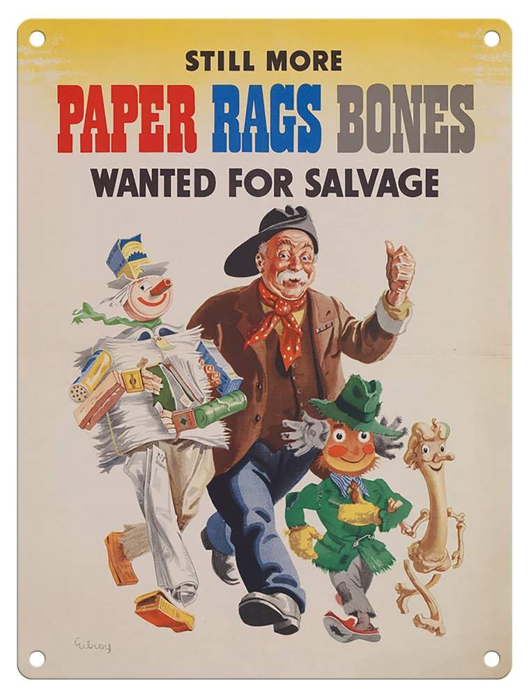 Metal Sign - Official Imperial War Museum (Paper Rags Bones, 15 x 20 cm)