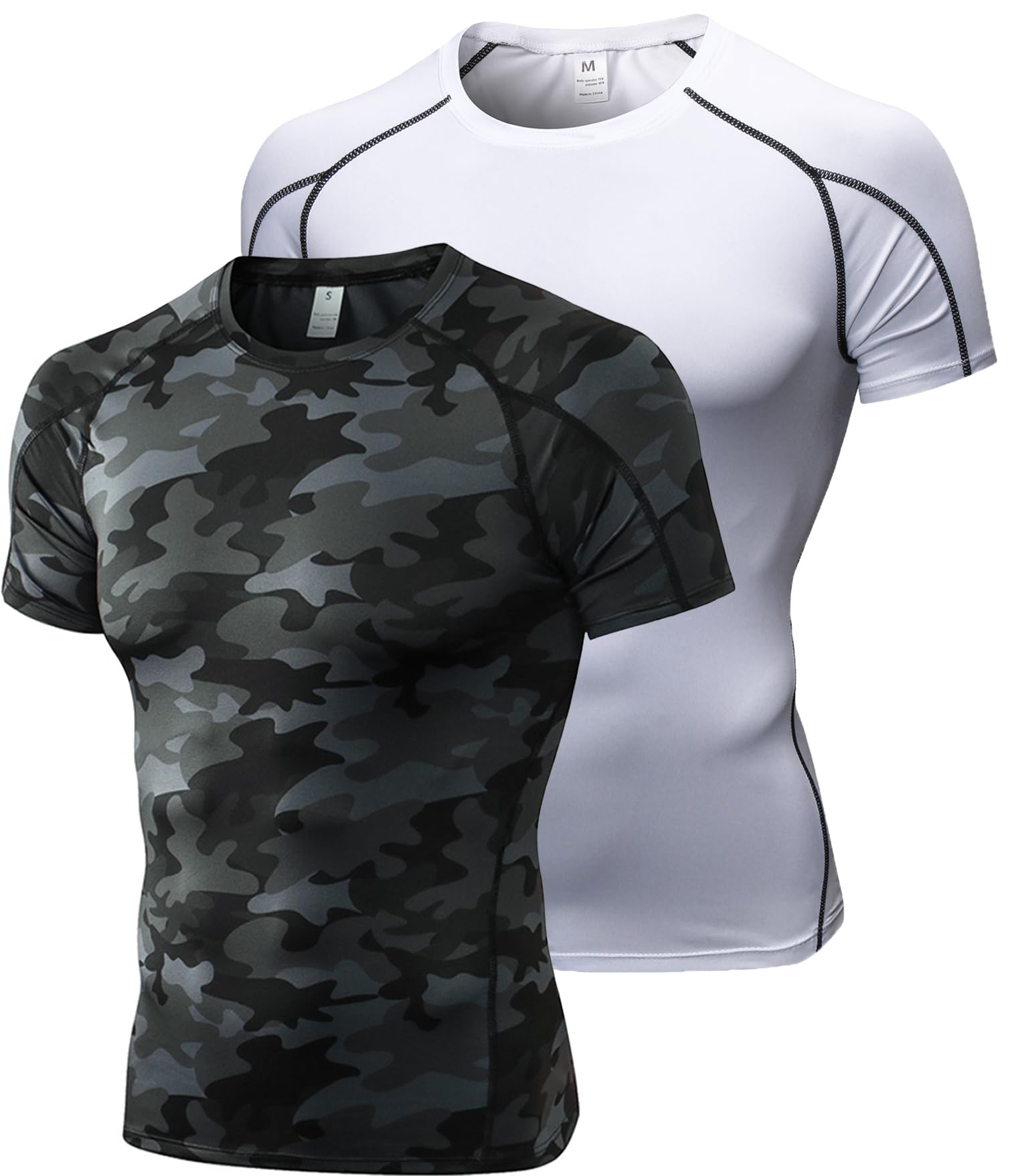 Men's Compression Shirts Short Sleeve Workout T Shirt Cool Dry Athletic Undershirts Gym Yoga Base Layers Running Tops