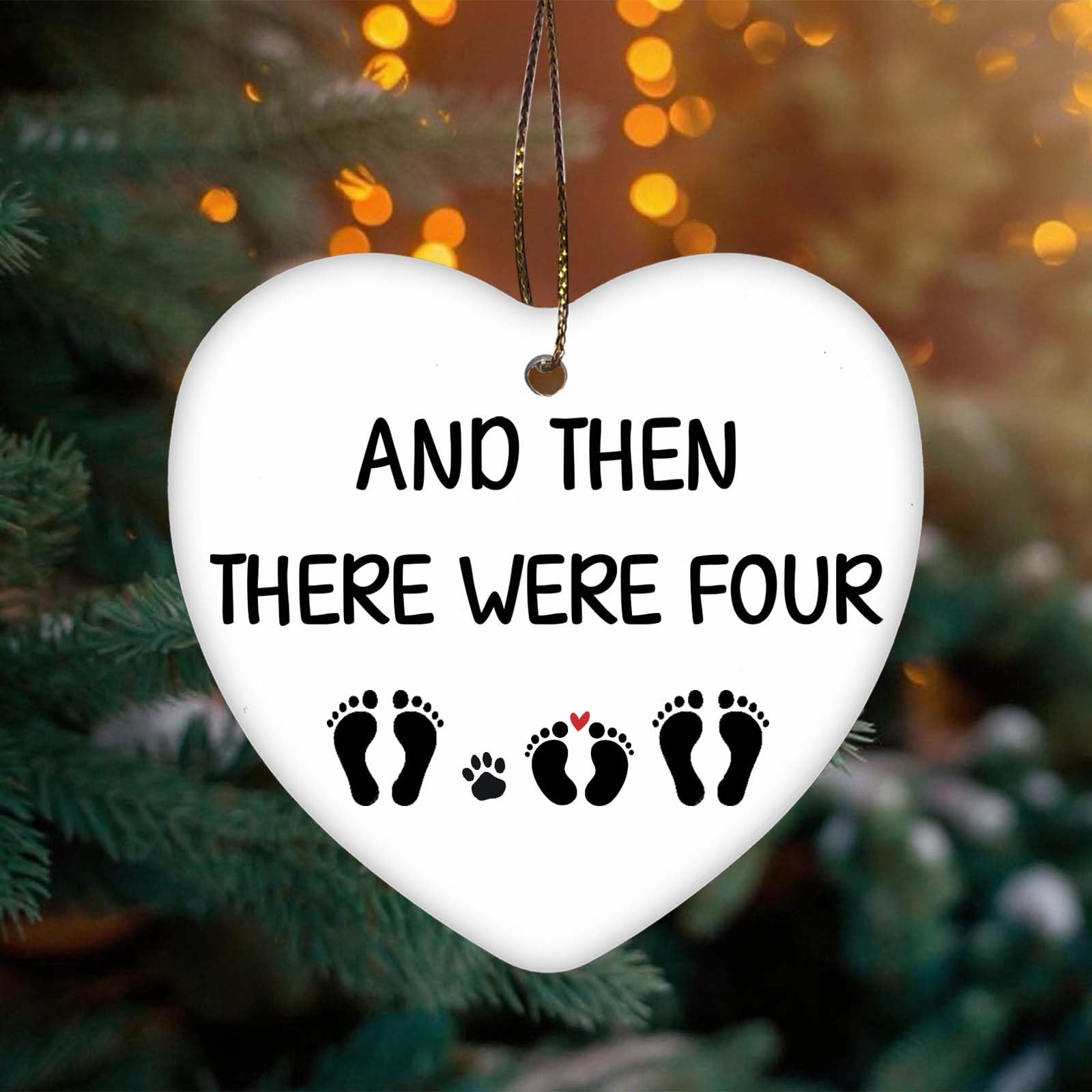 'and Then There were Four Pregnancy Announcement Ornament for Grandparents Husband Family Grandma' - Prezenty dla nowych rodziców dla par oczekujących prezentów dla taty pomysły na ogłoszenia dziecka