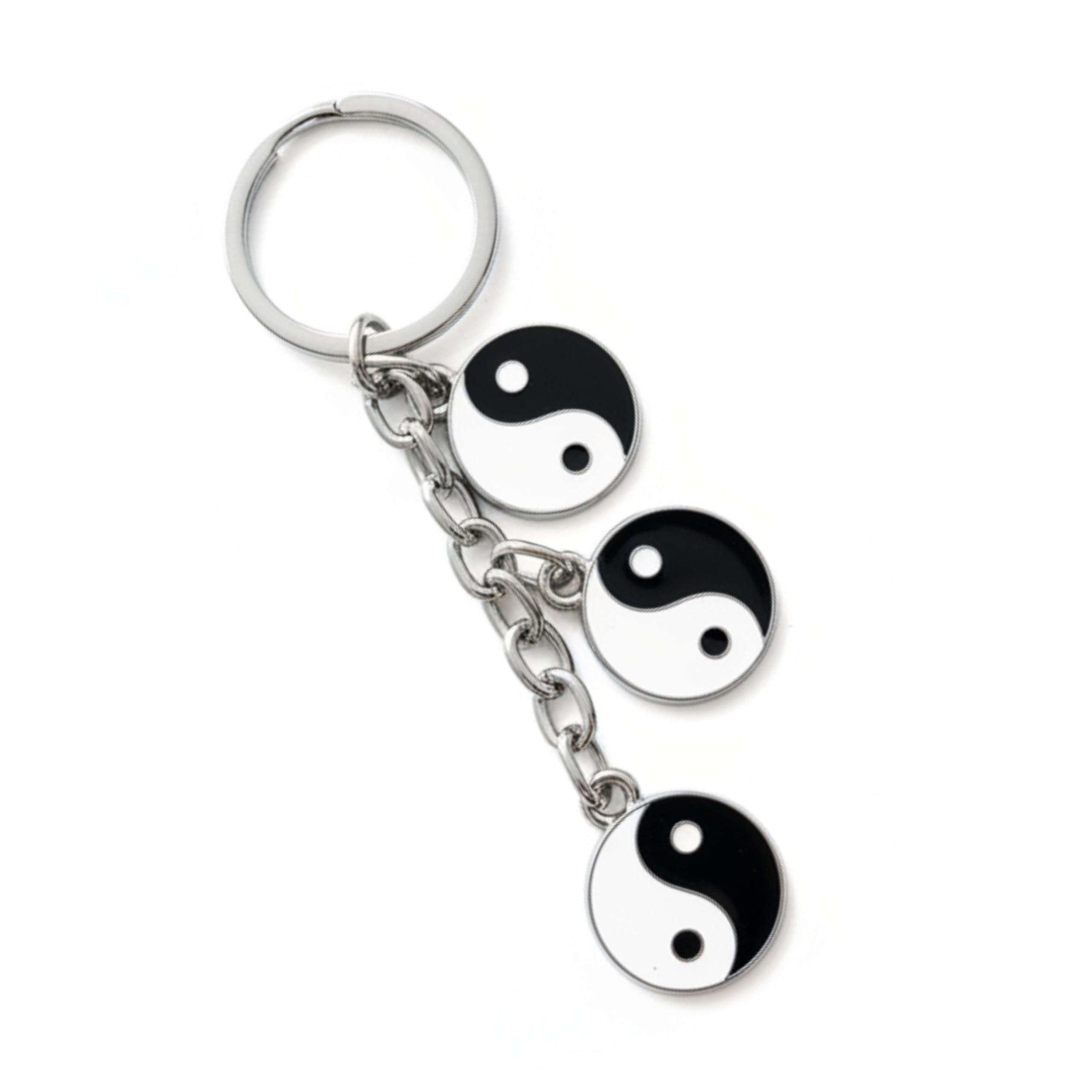 m men style Yin & Yang Design Keychain - Balance & Harmony Symbol Metal Keyring for Men & Women, Spiritual Zen Gift for Bike, Car, Bag & Home Keys Black and White Skey20251015-picture-11