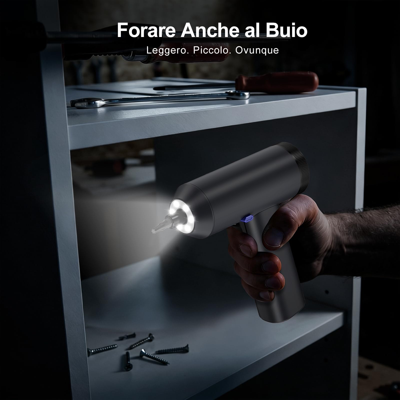 HYCHIKA Avvitatore a Batteria, 6 N·m Cacciavite Elettrico con Display, 7 Impostazioni di Coppia, Batteria da 2200 mAh, Avvitatore con Luce LED Adatto Per Riparazioni Di Mobili e Casa