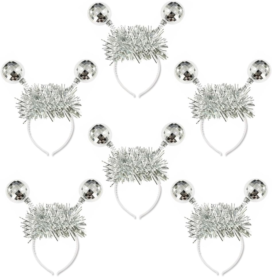 Crazy Night Silver Head Boppers Hair Accessories Silver Disco Ball Boppers-6Pcs