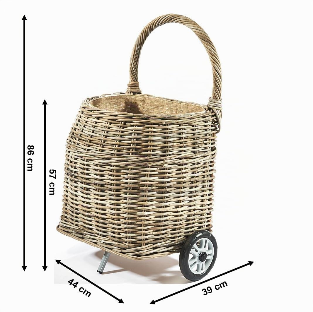 Kobolo Kaminholzwagen mit Rollen Brennholzwagen aus Rattan Kubu Grey