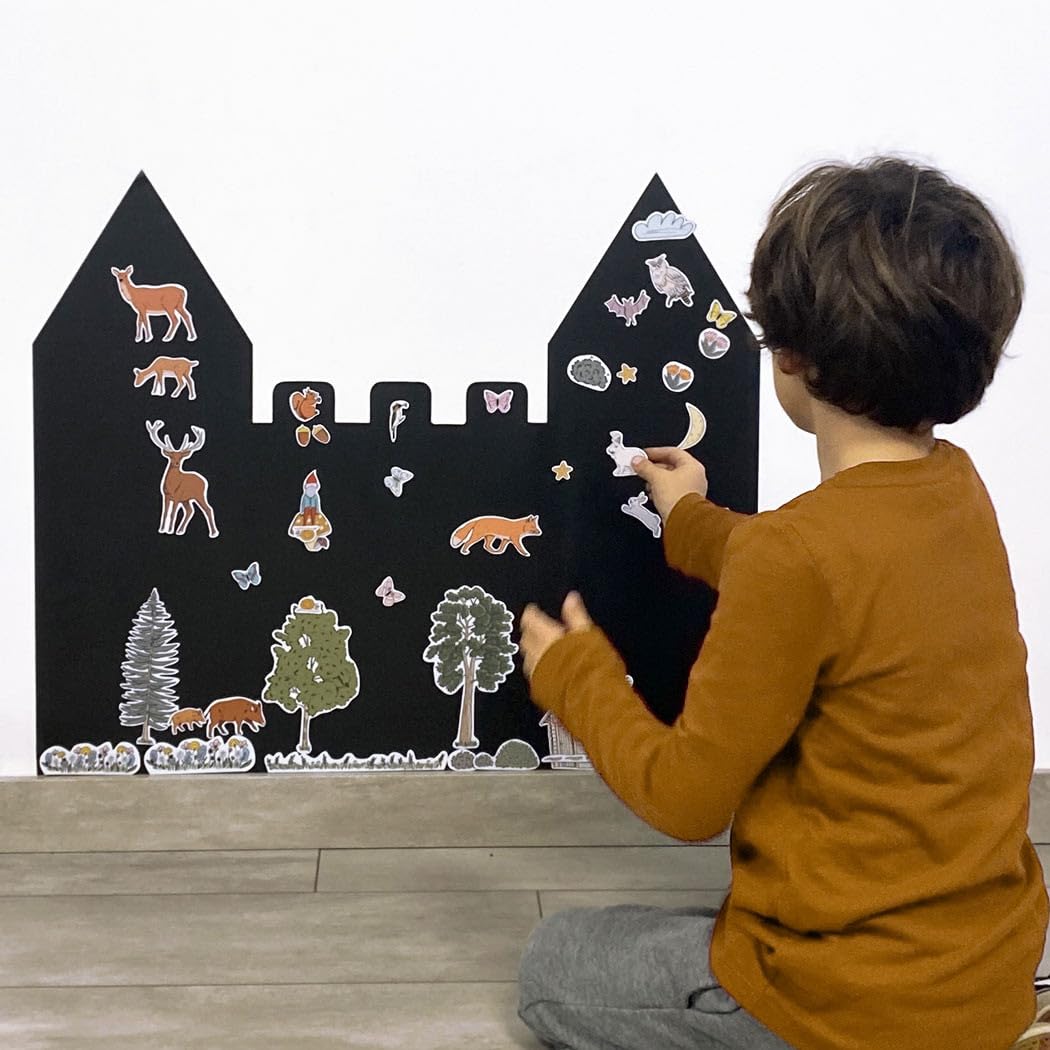FERFLEX - Tableau Magnétique Noir Autocollant pour Chambre Ados et Enfant - Château Jouet