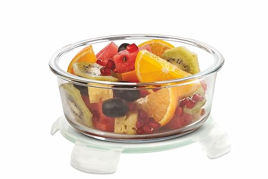 Lock 'N' Store High Microwave Oven Borosilicate Safe Glass Container with Air Tight Lid | Multipurpose Jar Box (620ml, Transparent, Food Grade)