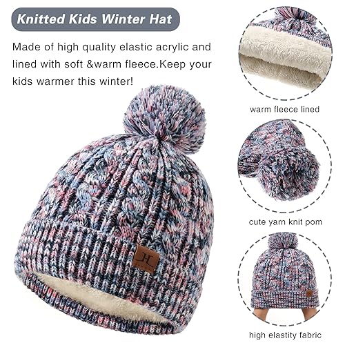 Jastore 3 PCS Kids Girls Boys Winter Hat Gloves Scarf Set2