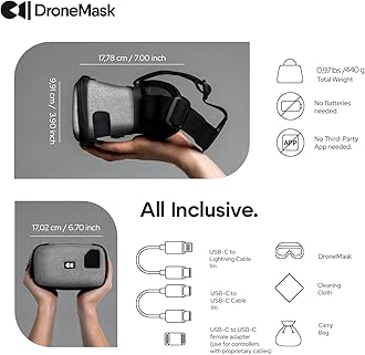 DroneMask 2 | FPV Goggles for All Camera Drones | Unibody Lens | HD FPV Goggles | Compatible Versatile Skyview FPV Drone Goggles | Clear Immersive View | All GPS Camera Drone