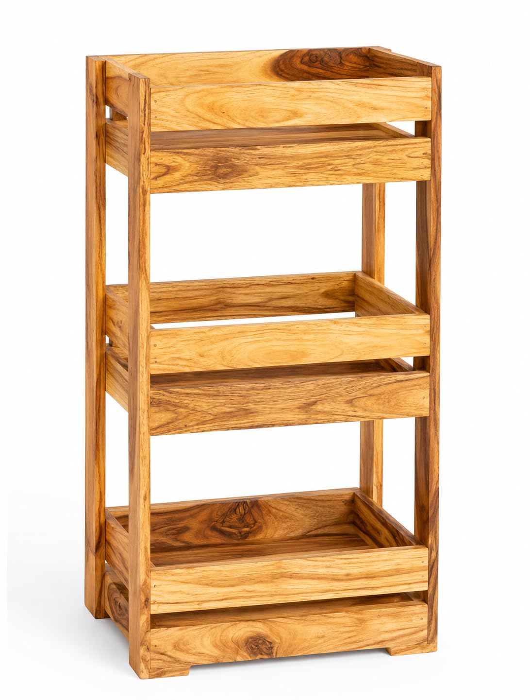 Three Tiered Shelf Wooden Shelf Multipurpose Fruits,Vegetable,Onion,Potato,Sabji Storage Stand Trolley&Basket Rack For Floor Mount Kitchen(23 X 11 Inches)(Wooden)– Pure Teakwood(Kr018)-image-26