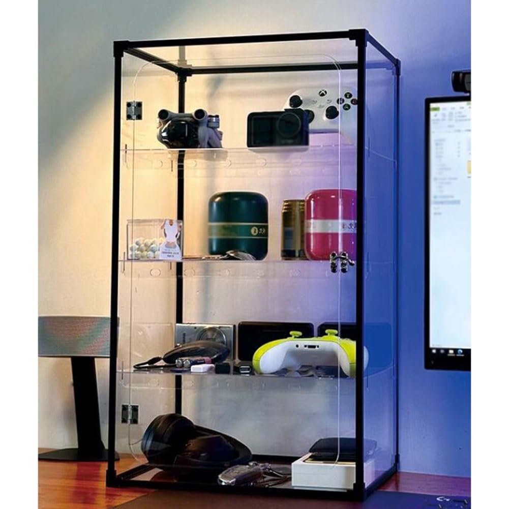 ERoomQ Multi-Layer Keyboard Display Stand, Mechanical Keyboard Desktop Storage Rack 4/6 Layers Acrylic Box with Dustproof Door for Home Store and Office Decor (Clear 40x20x60cm)