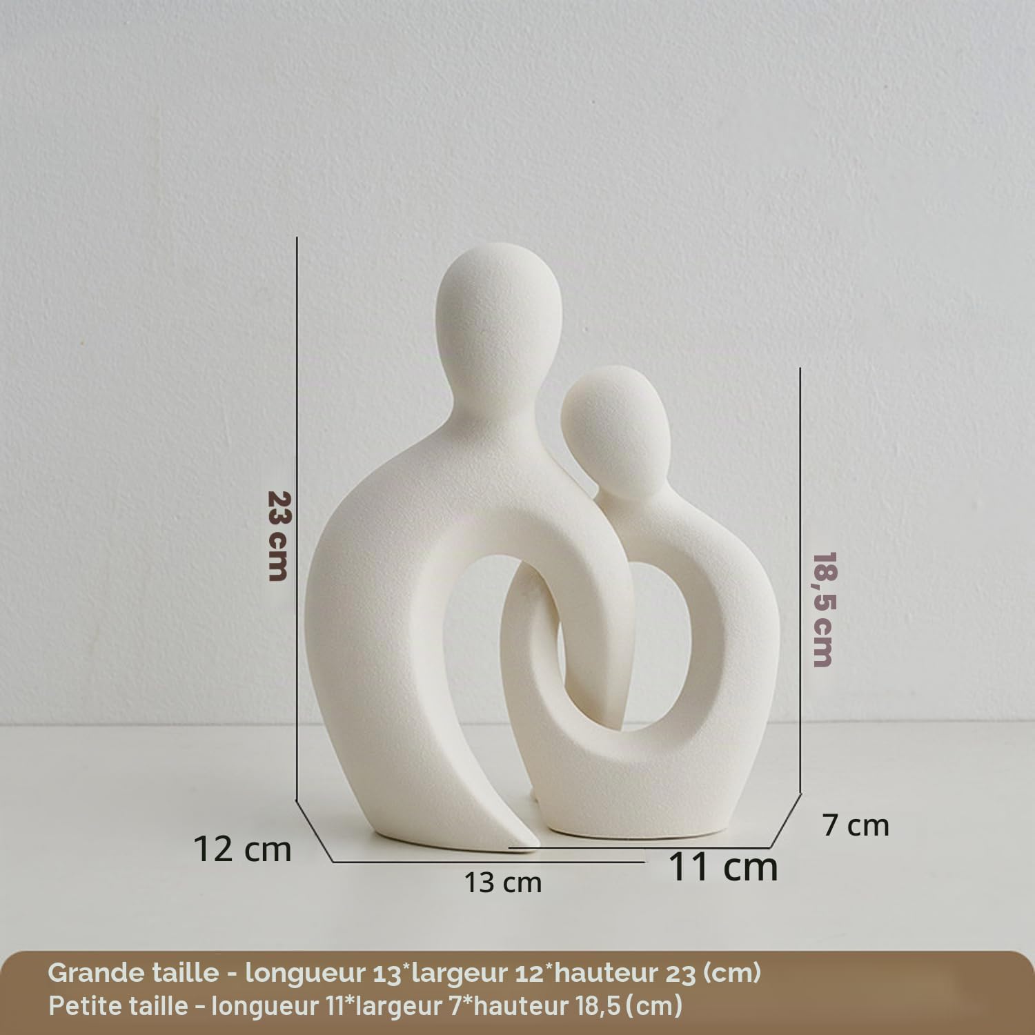 Sculpture Romantique en céramique Blanche pour la décoration intérieure - Statue d'amoureux Abstraite Moderne pour Le Salon, Le Bureau et la Chambre à Coucher