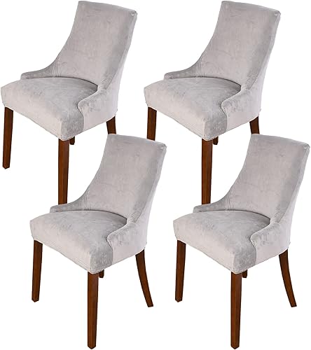 Vista 65 de MIFXIN Funda de terciopelo para silla con respaldo de ala, elástica, lavable, protector de asiento para comedor, banquete, decoración de fiesta