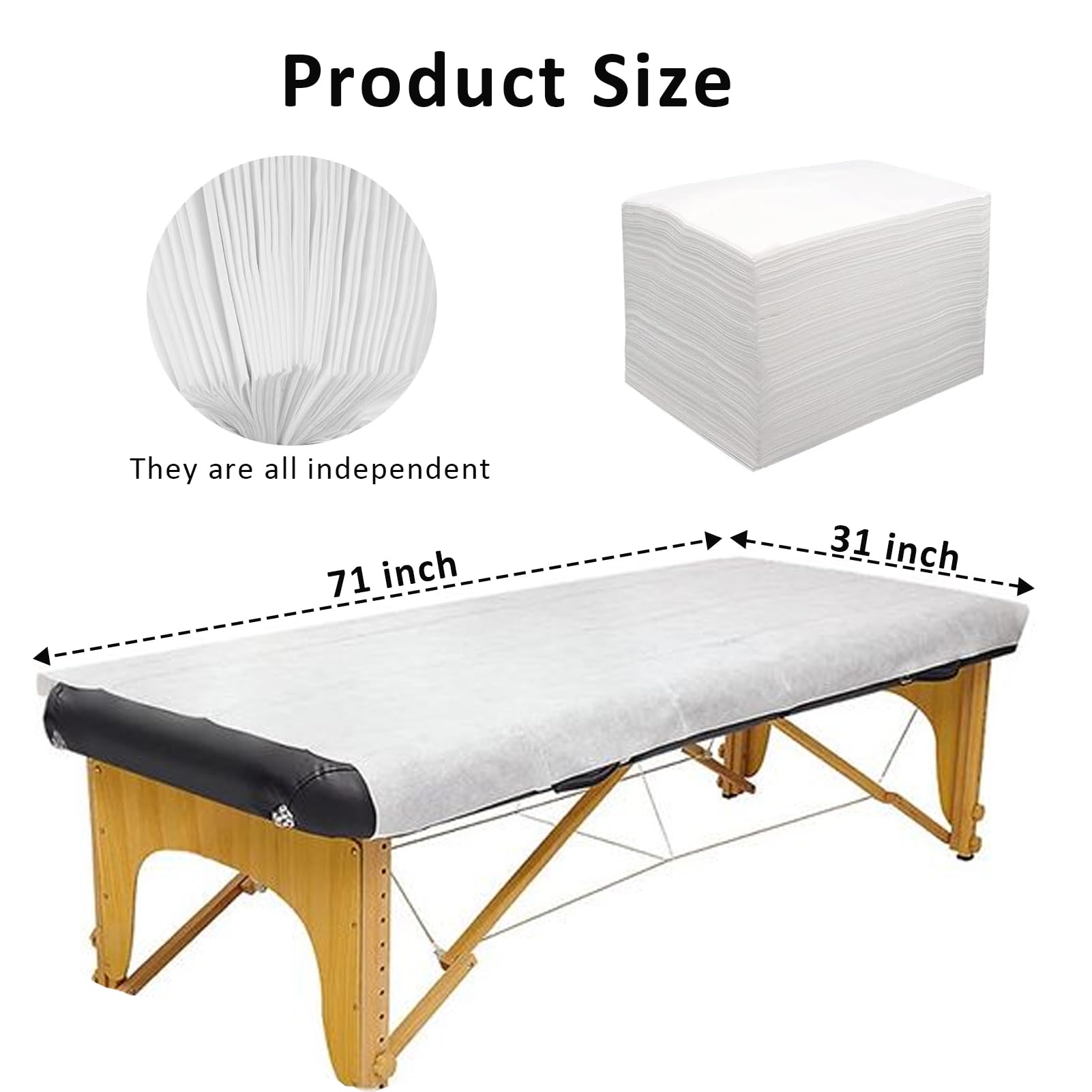 100 Stück Einweg Massageliegen Auflage, 80 x 180cm Einmal Bettwäsche, Massageliege Bezug Vliesstoff, Einweg Bettlaken für Spa, Salon, Hautfreundliche Einweg Massagetisch Bettlaken(weiß)
