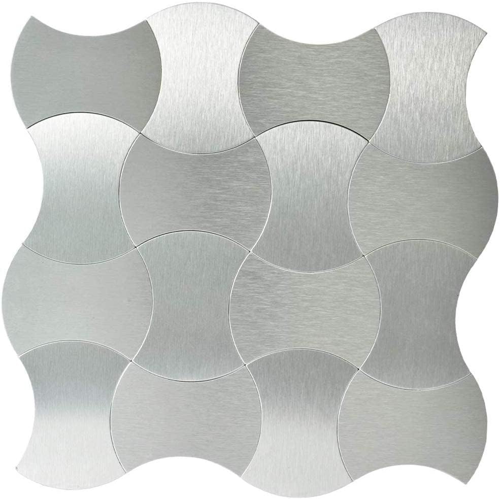 Brushed Silver Aluminum Peel and Stick Mosaic Tile