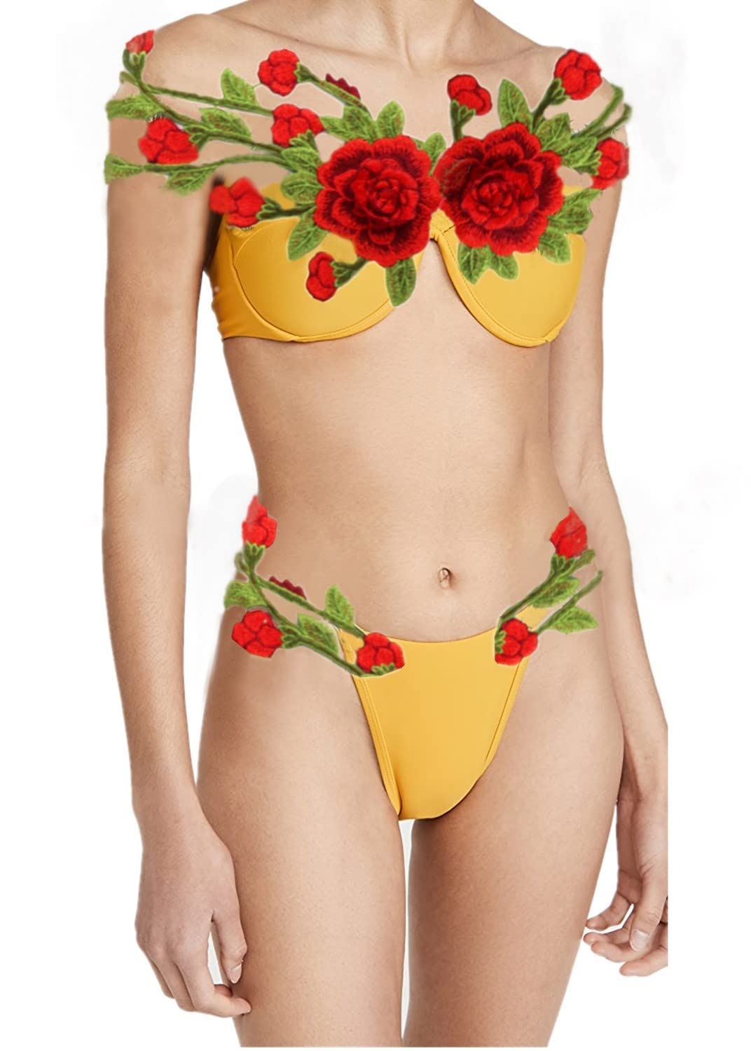 Apliques for ropa, parches de tela con flores bordadas, paquete de 5 parches bordados for coser, apliques de peonía(Red)