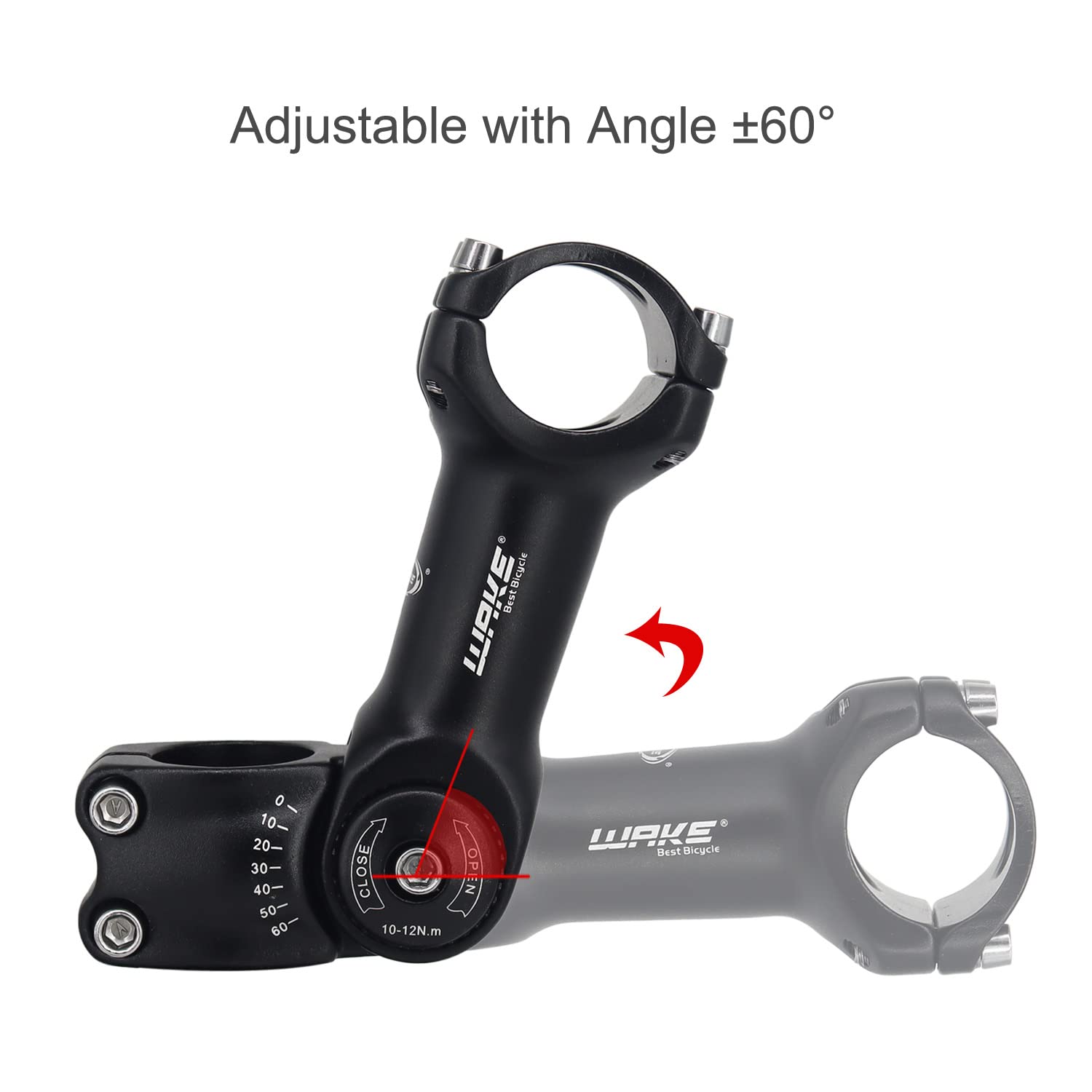 Attacco Manubrio MTB 31.8mm/25.4mm Attacco Manubrio Bici da Corsa 90mm/110mm/130mm Forcella Prolunga Extender 0~60 Gradi Regolabile