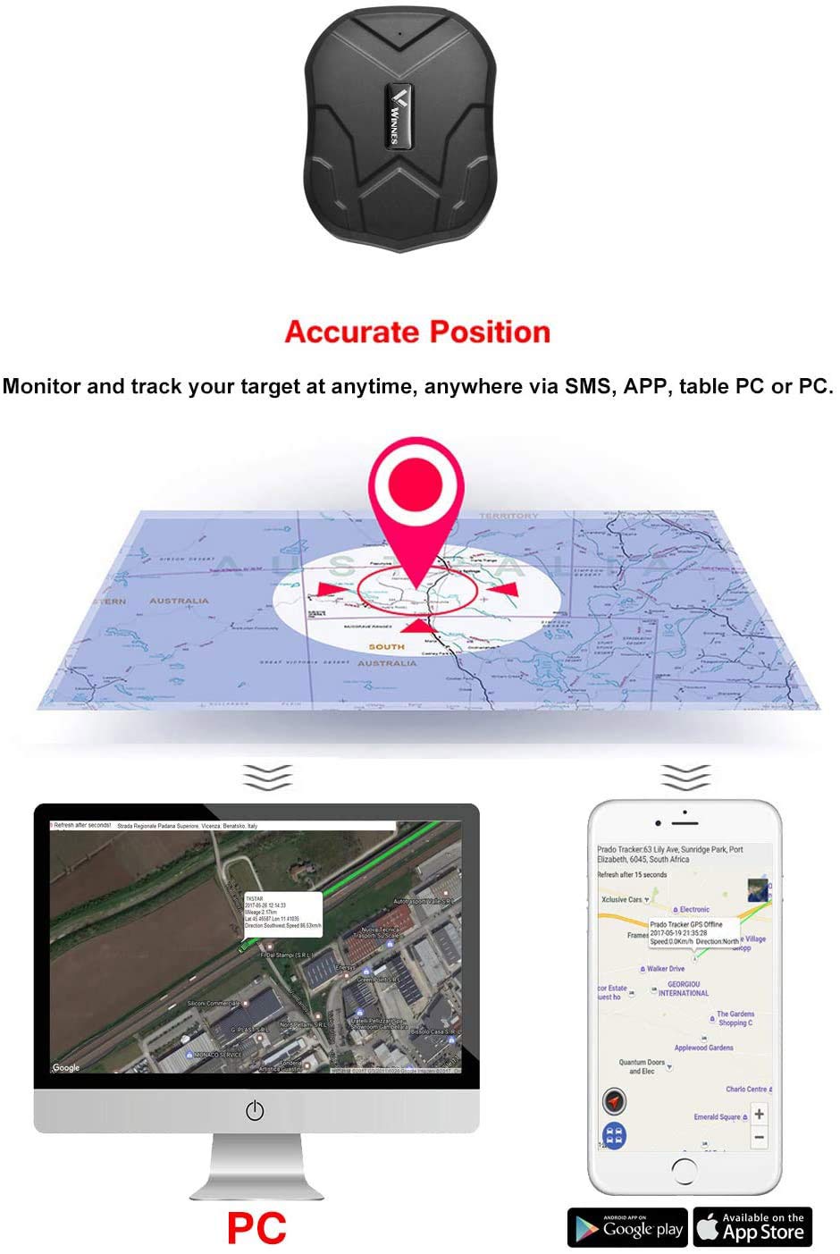 Localizzatore GPS professionale - Tracciamento in tempo reale impermeabile con allarme e APP gratuita - Localizzatore per camion, auto, moto, freezer, barca (5000 mah)