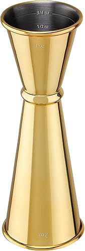 BRIOUT - Jigger de cóctel doble japonés de calidad alimentaria 304 de acero inoxidable de grado alimenticio, 2 onzas, 1 onza con medidas en el