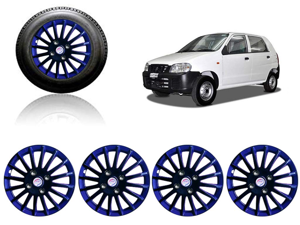 Autopearl - Car Black and Blue Wheel Cover Caps 12 Inch Press Type Fitting for - Alto