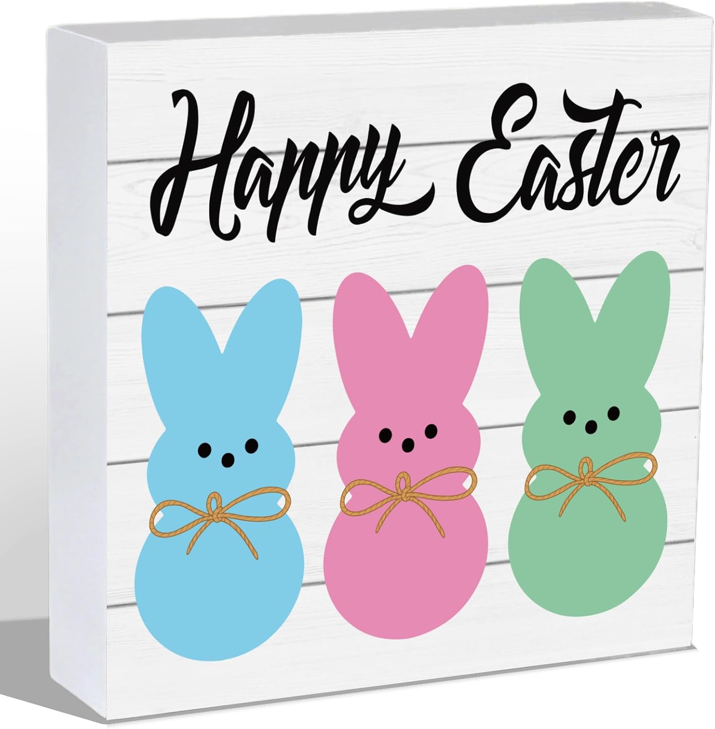 Easter Table Decorations Easter Decorations Indoor Home Room Office Bathroom Wood Box Sign Rustic Bunny Wooden Shelf Desk Decor Season Sign House Warming Gifts 5.9 x 5.9 Inch Style 2