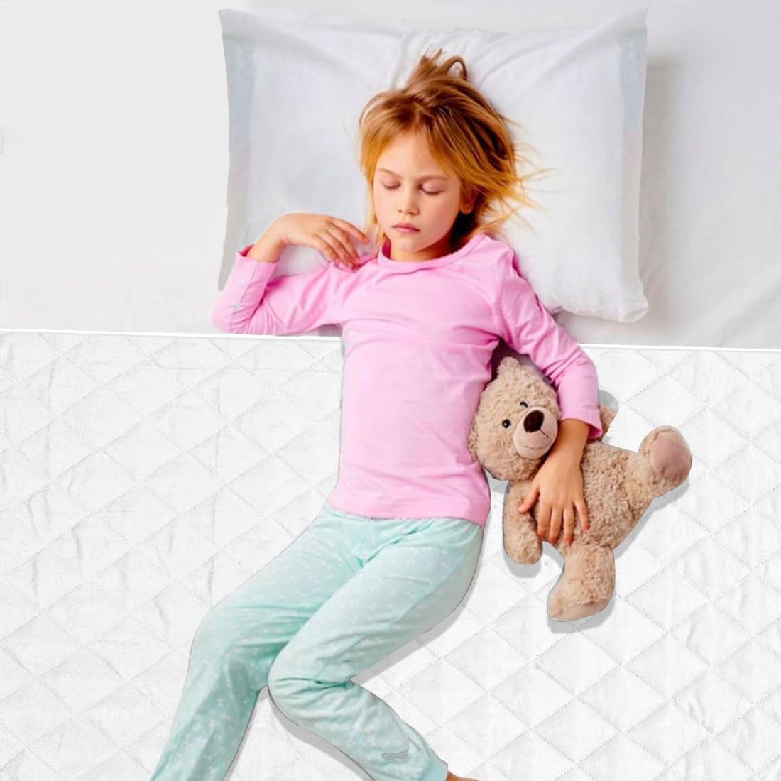 Toddler Mattress Pads, Potty Training Mattress Protector Pad, Potty Training Sheets Protector, Pee Pads for Kids Bedwetting, Night, Washable, Reusable, 55x39 Inch, Large, White