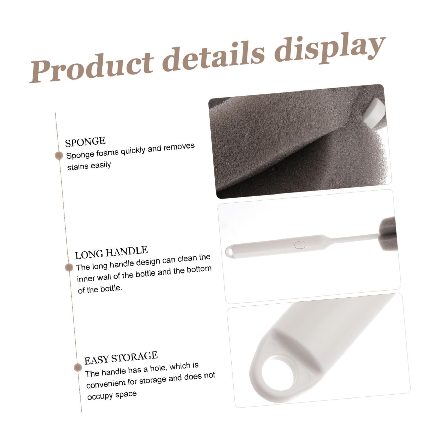 GOOHOCHY 2-Pack Cup Brush Set Sponge Baby Bottle Brush for Glass Plastic Practical for Cups Bottles Easy to Store