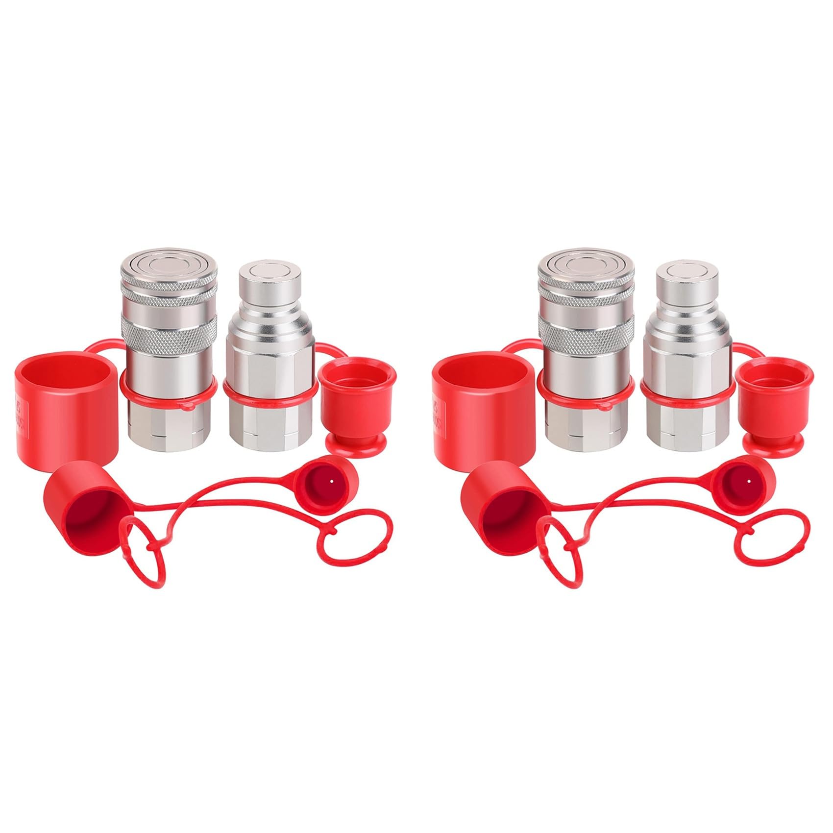Ctrlzs 2Pcs 1/2Inch Npt Skid Steer Hydraulic Couplers, Flat Face Quick Connect Fittings With 4Pcs Dust Covers