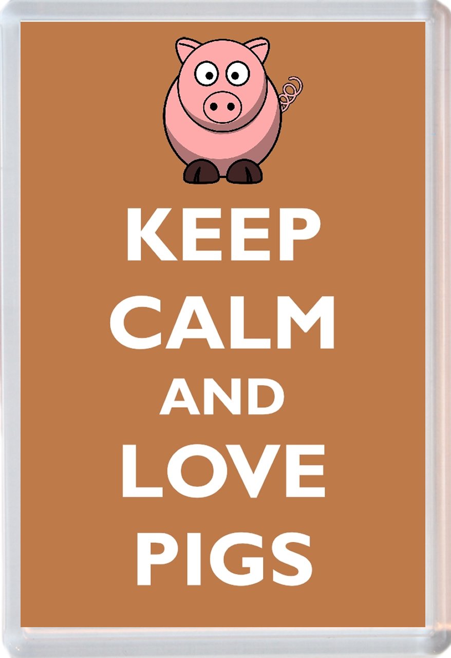 Baked Bean Store Multicolor Keep Calm And Love Pigs/Pig - Fridge Magnet 96 X 67 Mm Jumbo Size Bbsm1843