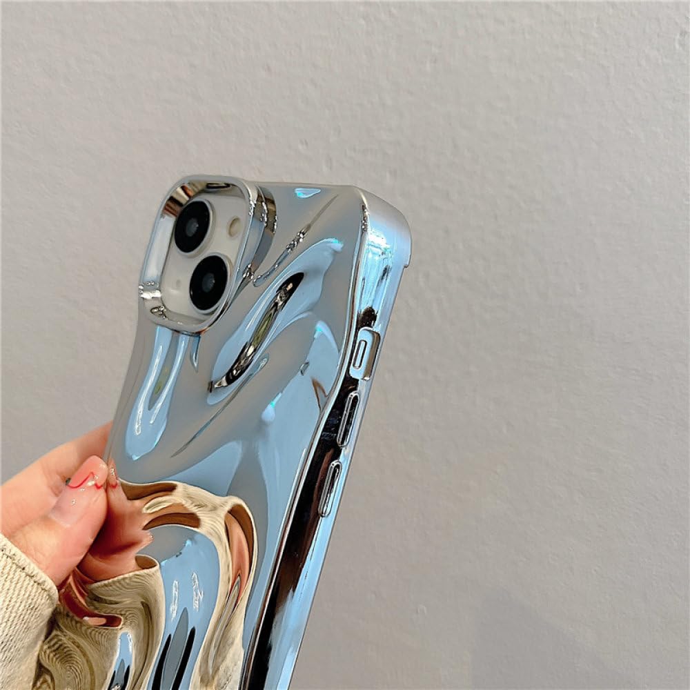 Amazon.co.jp: シルバー 3D ウェーブ テクスチャ水の波紋電話ケース
