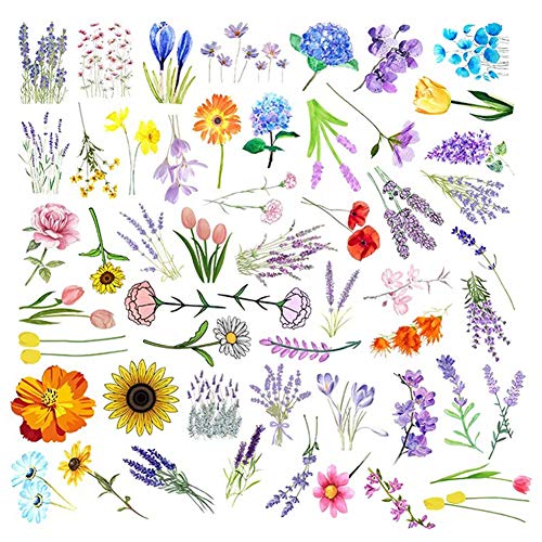 Flower Stickers| 50 Pcs Flower Waterproof Vinyl Stickers for Water Bottles Bicycle Laptop Refrigerator Luggage Computer Mobile Phone Skateboard Bike Decals