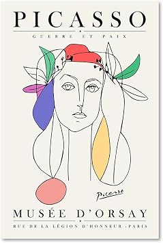 Picasso Abstract Wall Art Color Hair Girl Line Canvas Painting Nordic Style Posters and Prints Picasso Pictures Modern Living Room Home DecorNo Frame