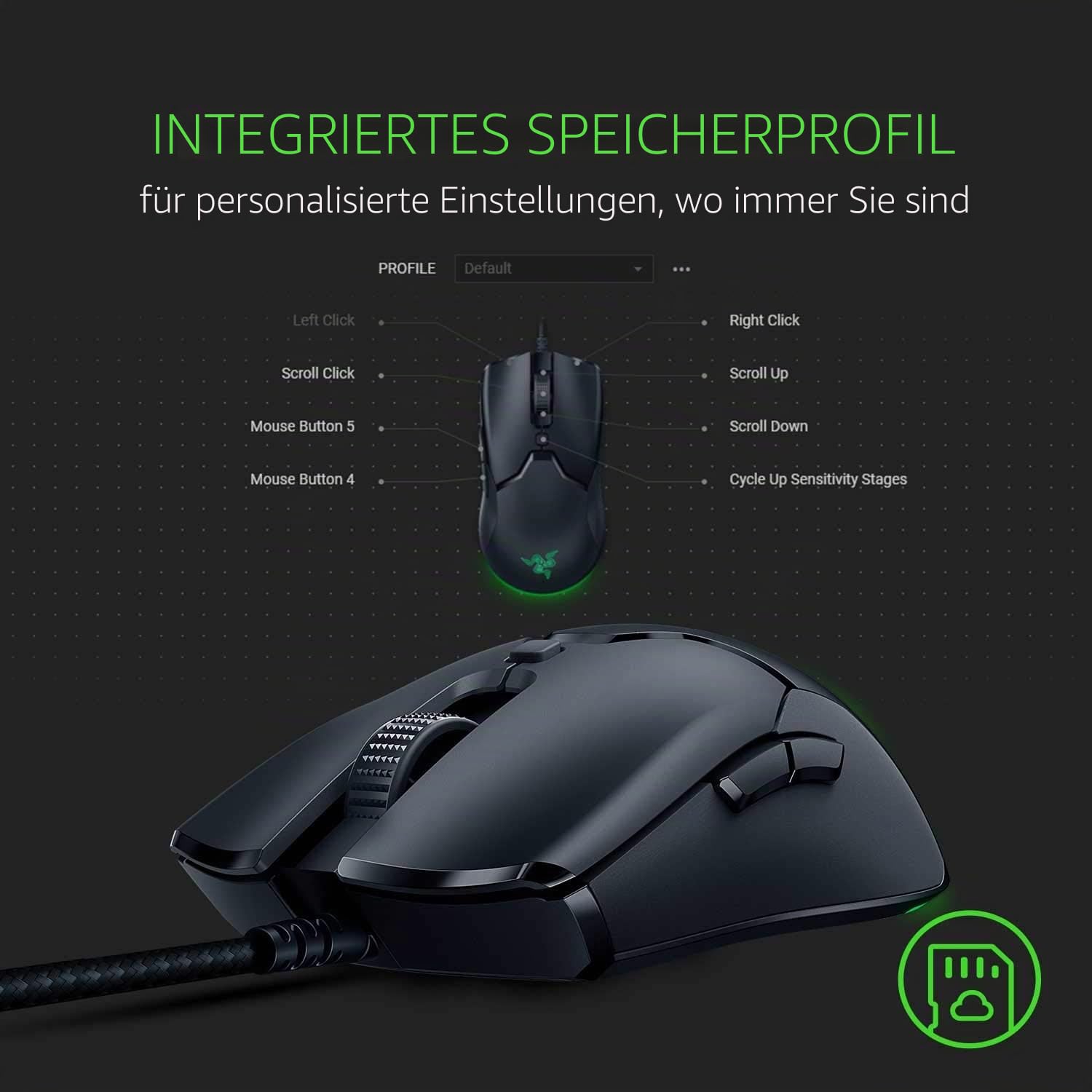 Razer Viper Mini Ultralight Gaming Mouse - Schnellste Gaming Switches - 8500 DPI Optischer Sensor - Chroma RGB Unterleuchtung - 6 programmierbare Tasten - Zugfreies Kabel - Klassisches Schwarz