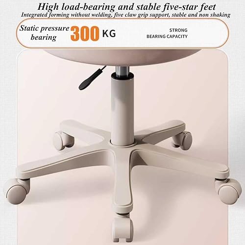 Miniatura 5 de Taburete hidráulico con respaldo ajustable y cómoda silla giratoria para spa, tienda, salón, masaje, médico, trabajo u oficina (color rosa claro,