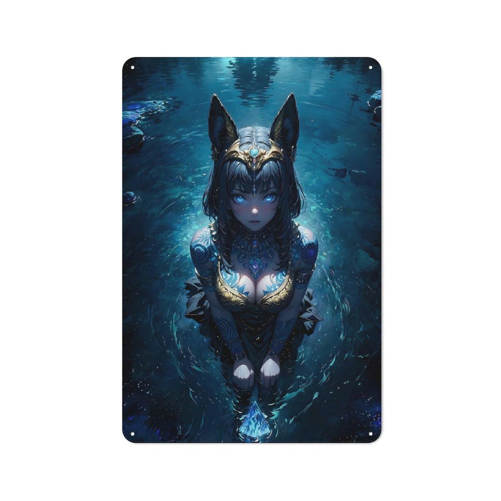 Junmoney Style-19 Night Oasis Cleopatra Tin Sign 30X20cm For Workshop Wall, Retro Wall Decor, Suited To Metal Sign Collectors