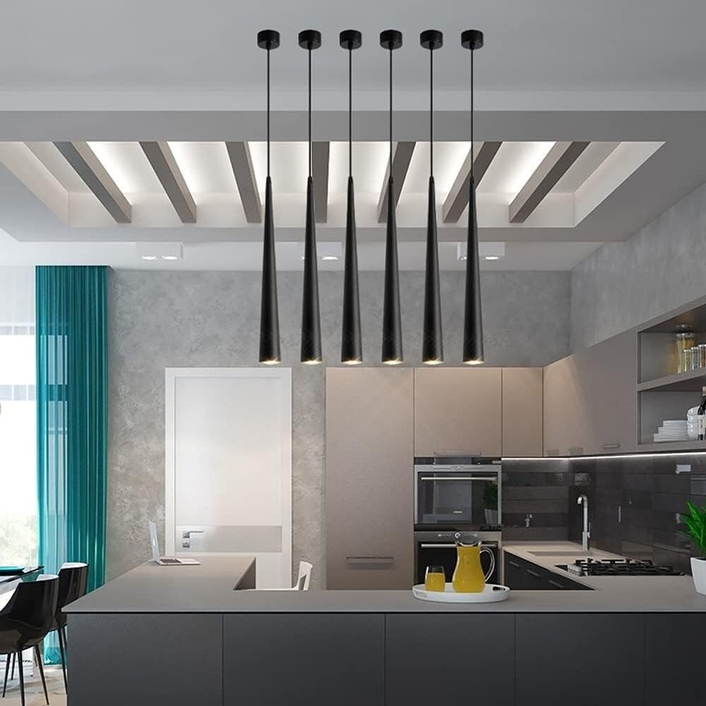 Luci per Isola Cucina - LED 5W, 60cm, Alluminio - Faretti a Sospensione Moderni a Tubo Lungo, Dario a Sospensione per Sala da Pranzo, Bar, Mini soffitto Cono, faretto a Testa Sina
