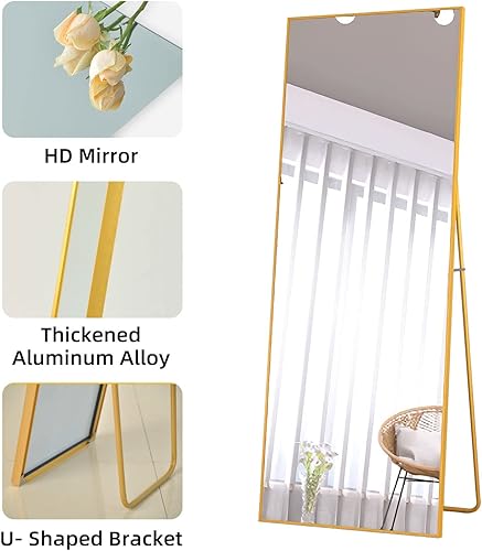 Miniatura 4 de Espejo de longitud completa de 59 x 16 pulgadas, espejo dorado de cuerpo completo para montaje en pared, espejo de piso para dormitorio, sala de