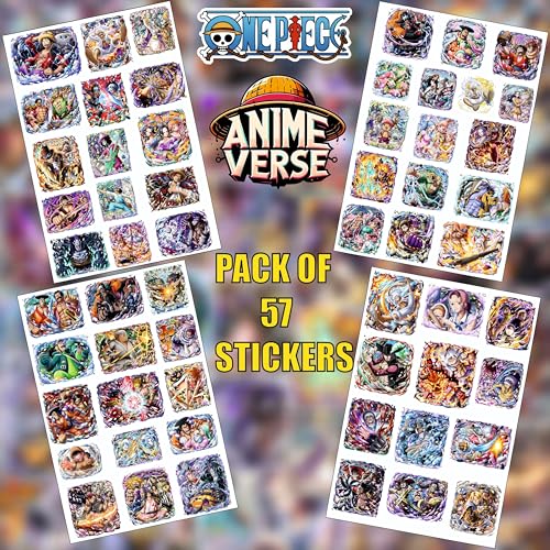 Image of AnimeVerse Pack of 57 One Anime Stickers for Laptop, Phone, Guitar, Bike, PC, | Waterproof Glossy Vinyl Decals | Residue-Free Anime Stickers Collection
