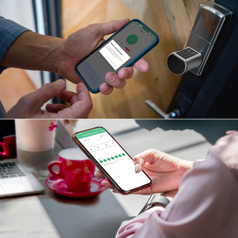 eLinkSmart Türschlosszylinder 75mm (37.5/37.5) mit Bluetooth App Fingerabdruck Passwort Schlüssel - Geeignet für die meisten EU-Türschlösser DIY schnell Montage Fernautorisierung USB iOS Watch