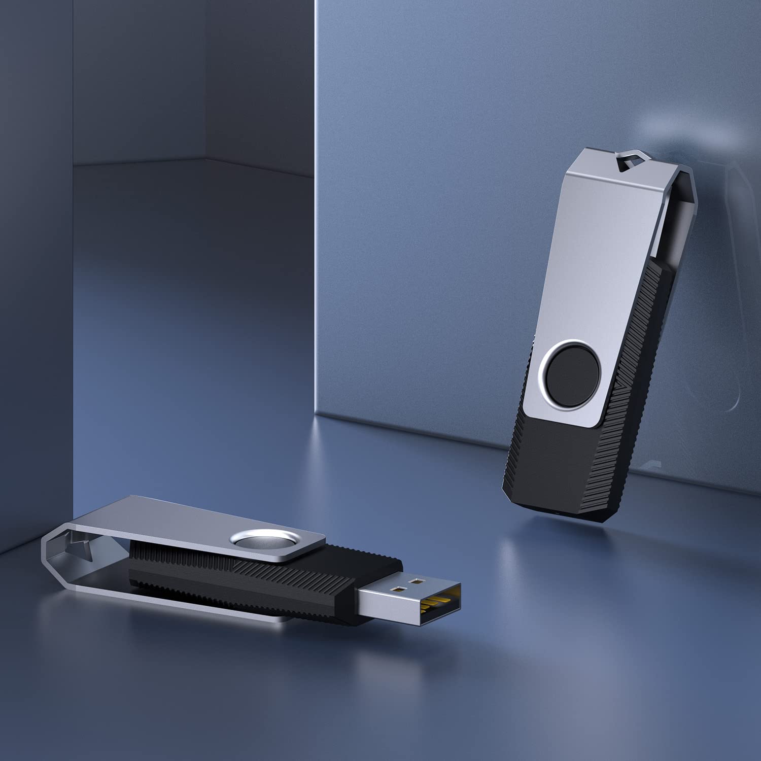 KEXIN Chiavetta USB 8GB 20 Pezzi Pennetta Girevole Chiavette USB 2.0 Unità Memoria Flash per Archiviazione Dati con Luce LED Nero