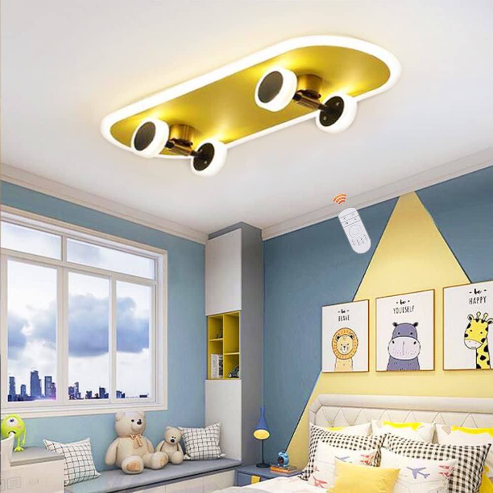 Lampa sufitowa dla dzieci LED deskorolka lampa sufitowa kreatywna lampa do sypialni ściemnialna akryl chłopiec dziewczynka dziecko pokój dziecięcy lampa sufitowa salon jadalnia lampa wisząca,60cm