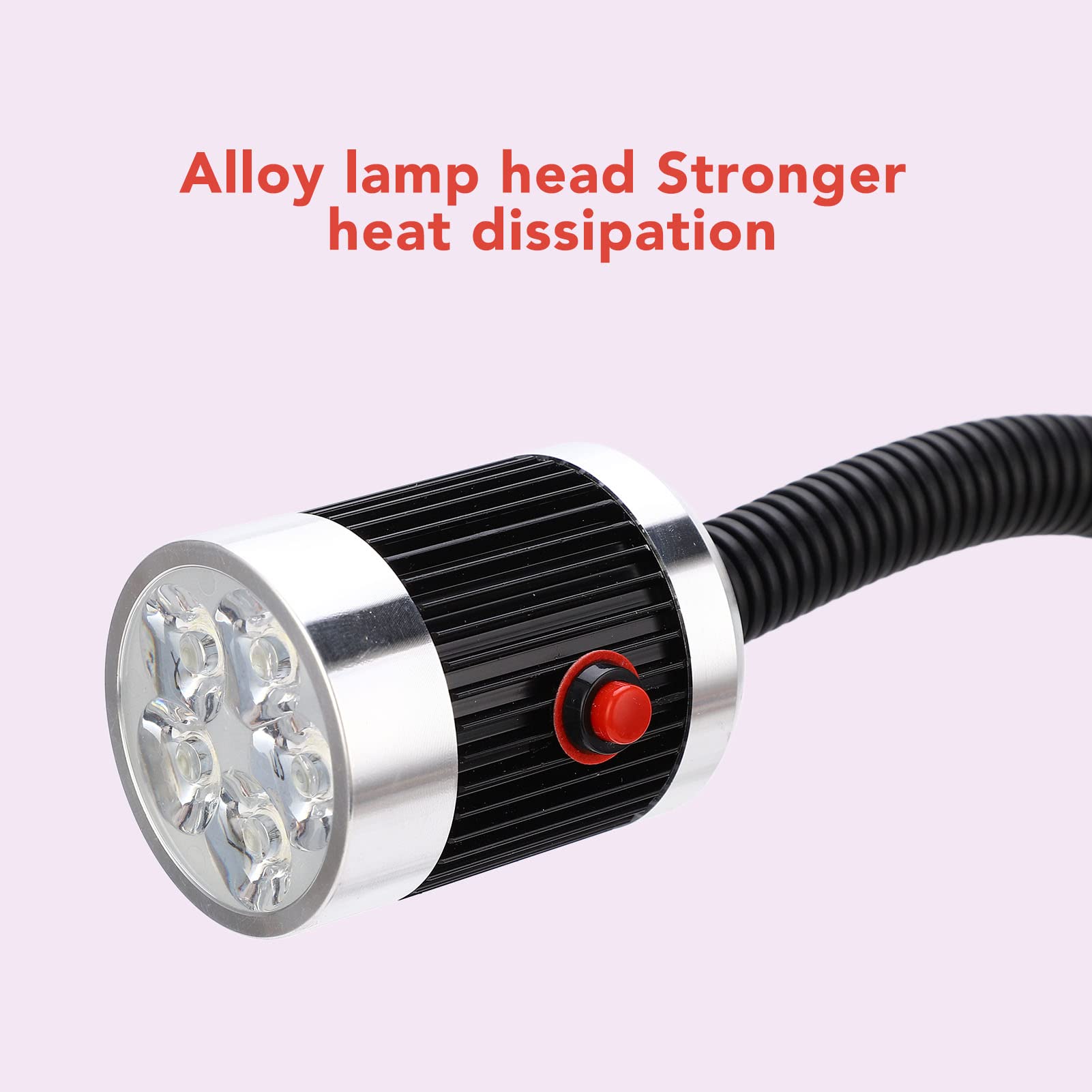 Runde Schwanenhalsleuchte mit Magnetfuß, Flexibles Halsrohr, Energiesparende LED-Schwanenhals-Arbeitslampe, AC220 V, Polycarbonat-PPC, Weiße Lichtquelle für Maschinen (5W)
