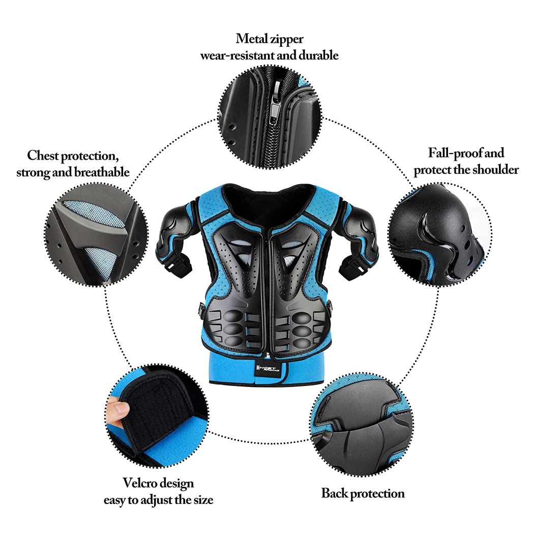 Juego de equipo de protección, rodillera de seguridad transpirable, codera, protector de pecho para motociclismo, patinaje, ciclismo, cobertura completa para codo, rodilla, pecho y espalda, cómodo