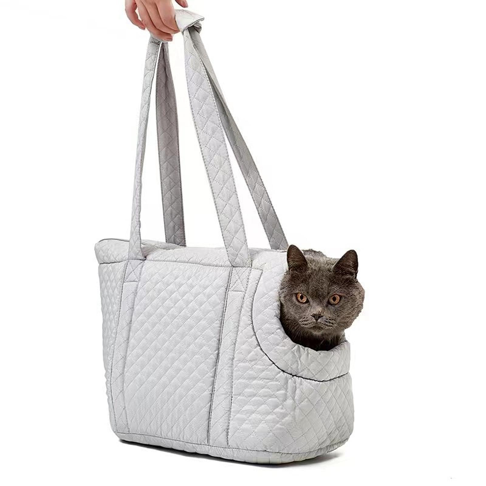 Transportín para Gatos, Bolso de Mano Suave para Mascotas, Bolso de Viaje para Coche, Bolso de Gran Capacidad para Viajes, Bolso para Perros Pequeños, Gris