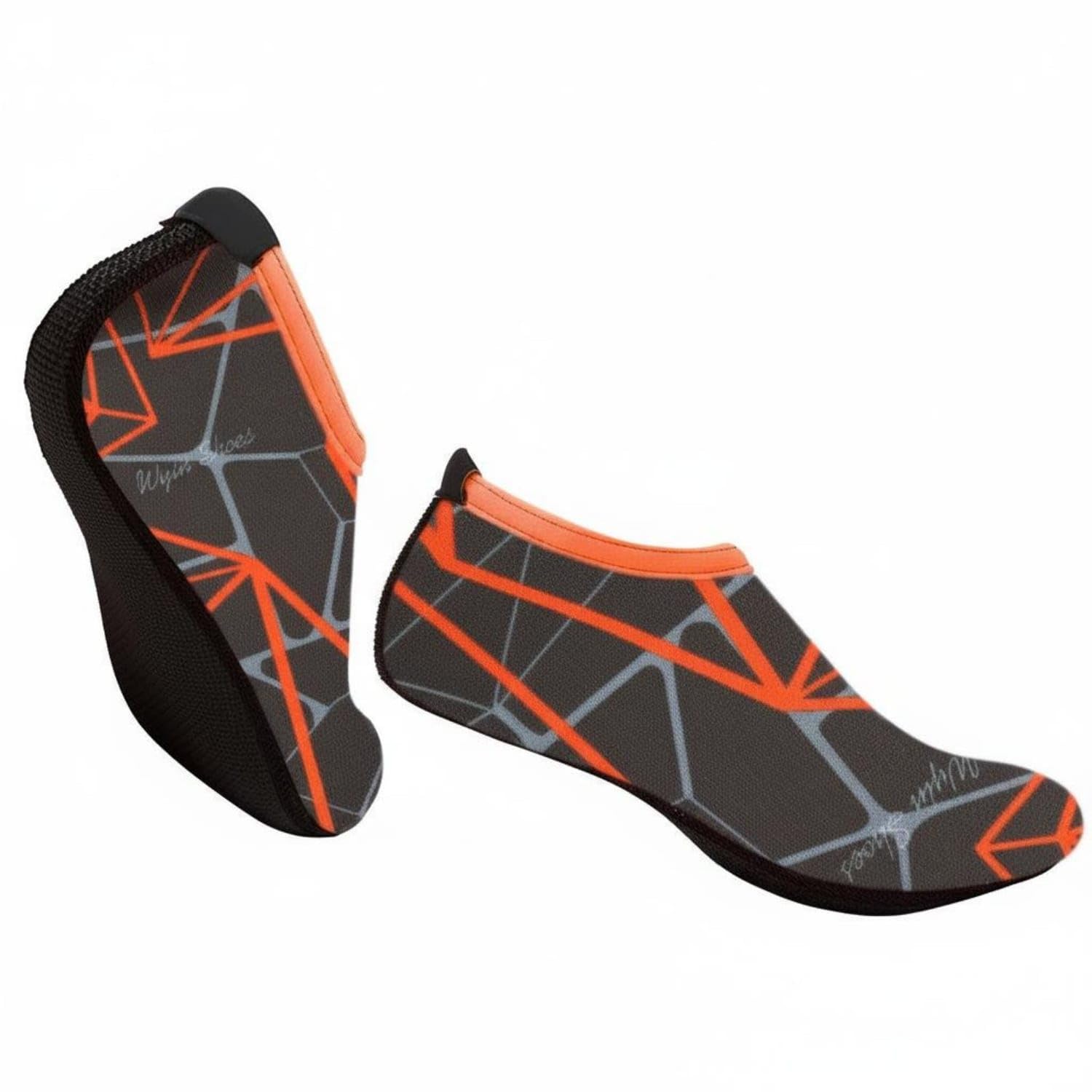Lightweight Non-Slip Beach Socks Breathable Non-Slip Water Socks Packable Quick-Dry Beach Shoes for Men, Women, Kids, River Trekking, Swimming, Surfing, Gray Orange Print, Kids L-image-29