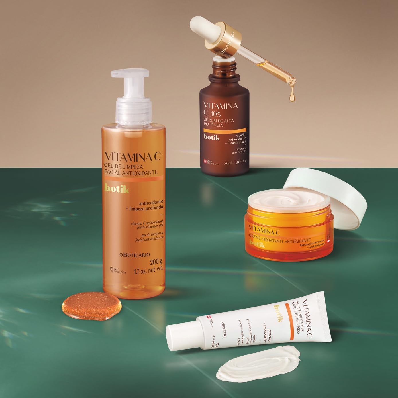 O Boticário Zestaw Botik Witamina C Przeciwutleniacz Oświetlona Skóra i Jednolita Pielęgnacja Skincare do Pielęgnacji Skóry (4 produkty)