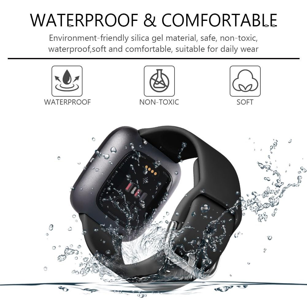 AXFEE Cinturino per Fitbit Versa, Cinturino per Fitbit Versa 2, per Fitbit Versa 3/Versa 4/Fitbit Sense/Sense 2, Regolabile Cinturino Sportivo, Silicone Cinturino Ricambio(Piccolo/Grande)